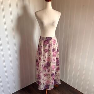 Vintage 90s/Y2K Whimsygoth Floral Maxi Skirt L